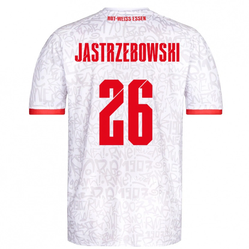 Danxen Femme Maillot Oliver Jastrzebowski #26 Blanc Rouge Tenues Domicile 2025/26 T-Shirt