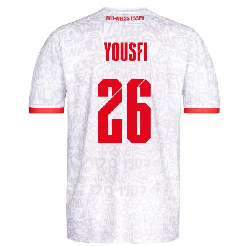 Danxen Femme Maillot Elias Yousfi #26 Blanc Rouge Tenues Domicile 2025/26 T-Shirt