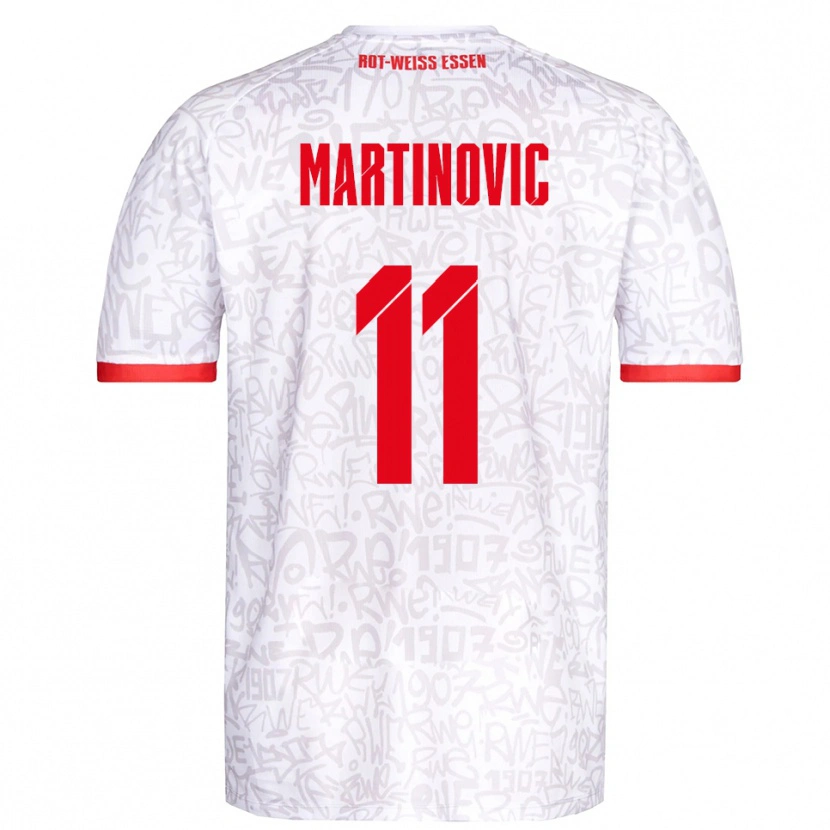 Danxen Femme Maillot Dominik Martinovic #11 Blanc Rouge Tenues Domicile 2025/26 T-Shirt
