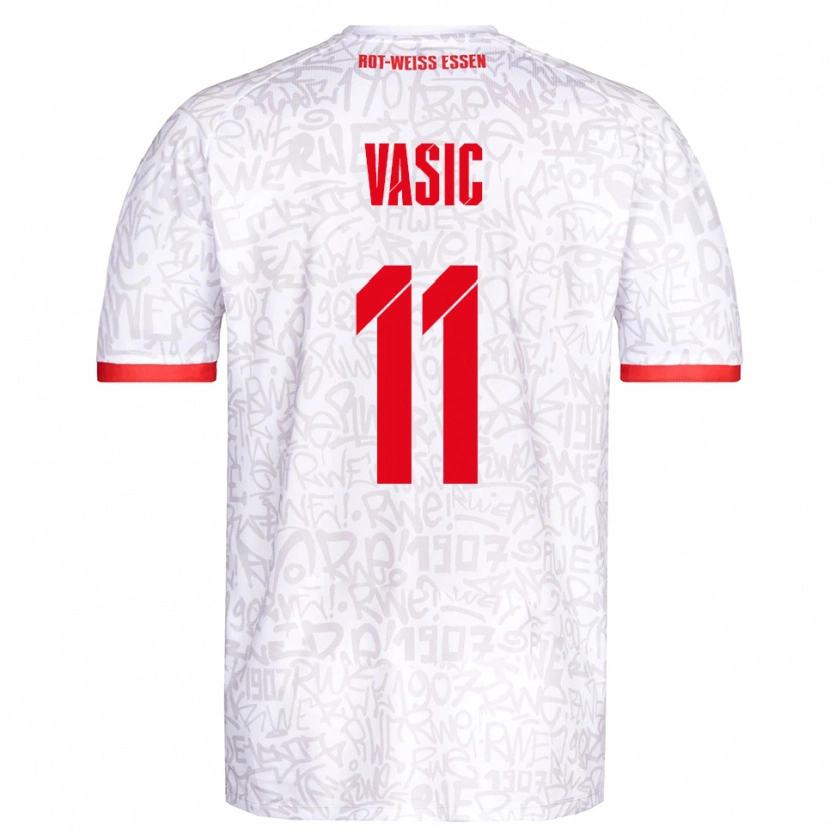 Danxen Femme Maillot Fadih Vasic #11 Blanc Rouge Tenues Domicile 2025/26 T-Shirt