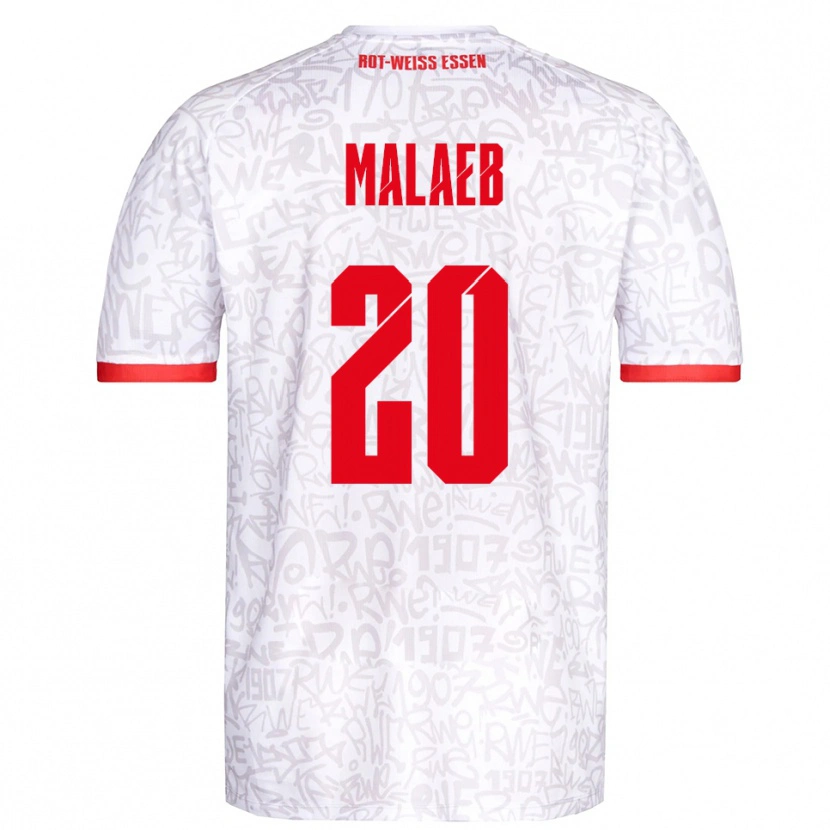 Danxen Femme Maillot Rami Malaeb #20 Blanc Rouge Tenues Domicile 2025/26 T-Shirt