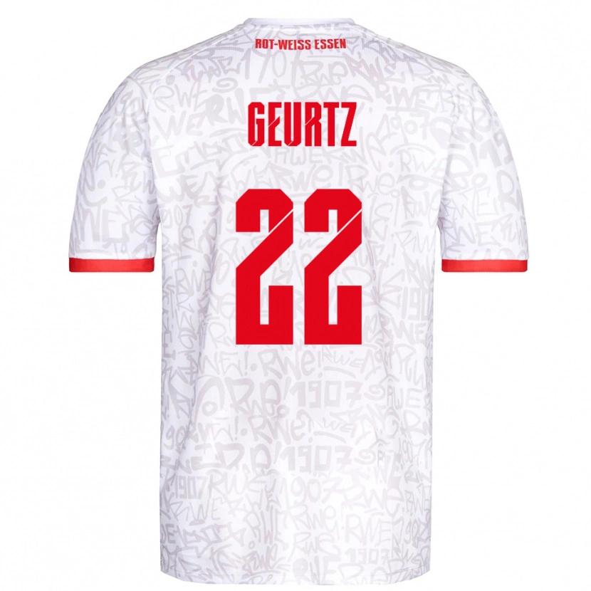 Danxen Femme Maillot Jan-Luca Geurtz #22 Blanc Rouge Tenues Domicile 2025/26 T-Shirt