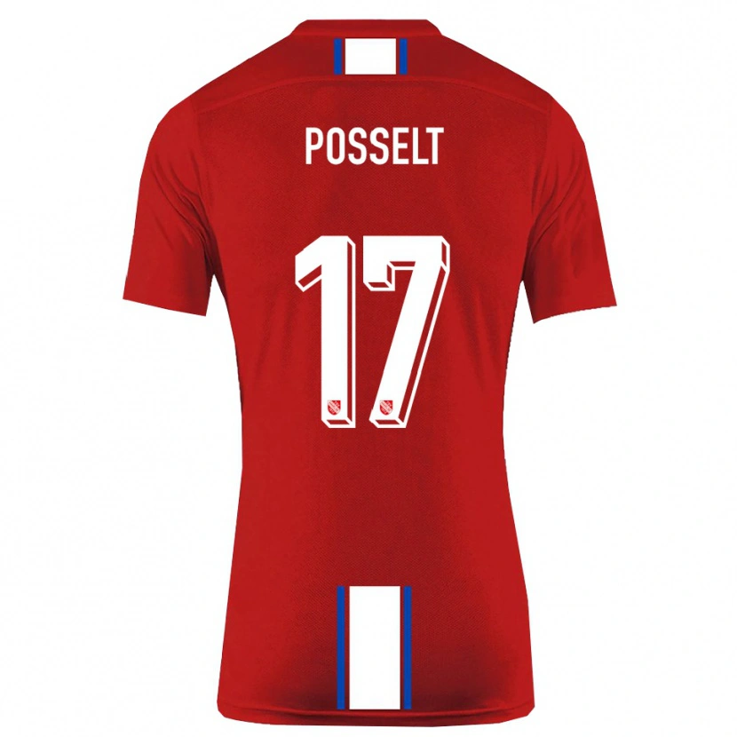 Danxen Femme Maillot John Posselt #17 Rouge Blanc Tenues Domicile 2025/26 T-Shirt