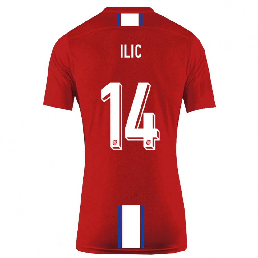 Danxen Femme Maillot Marko Ilic #14 Rouge Blanc Tenues Domicile 2025/26 T-Shirt