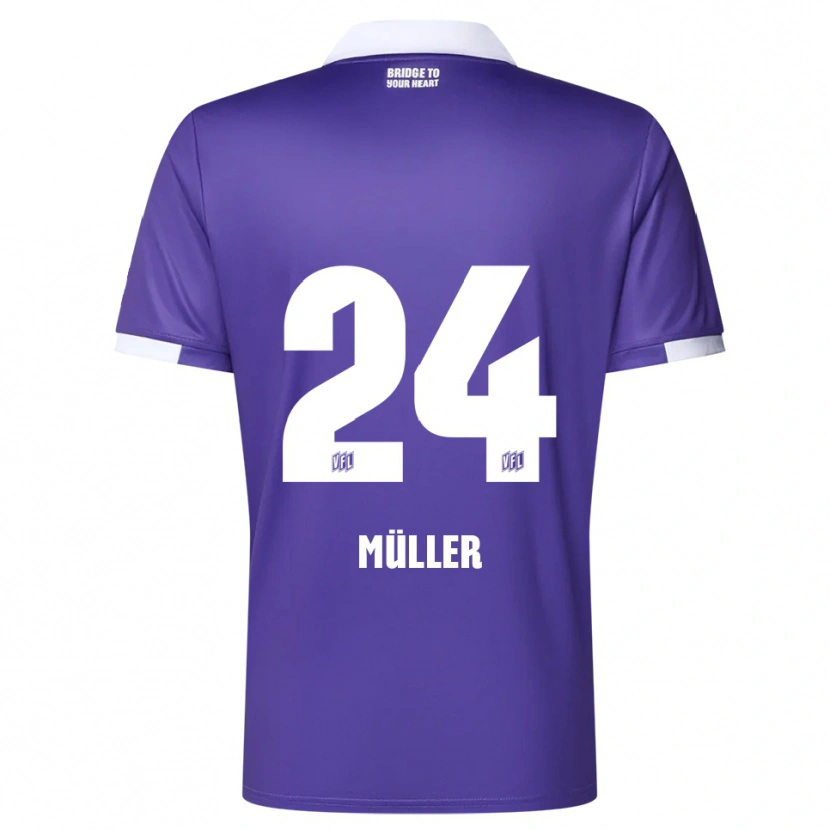 Danxen Femme Maillot Jannik Müller #24 Violet Blanc Tenues Domicile 2025/26 T-Shirt