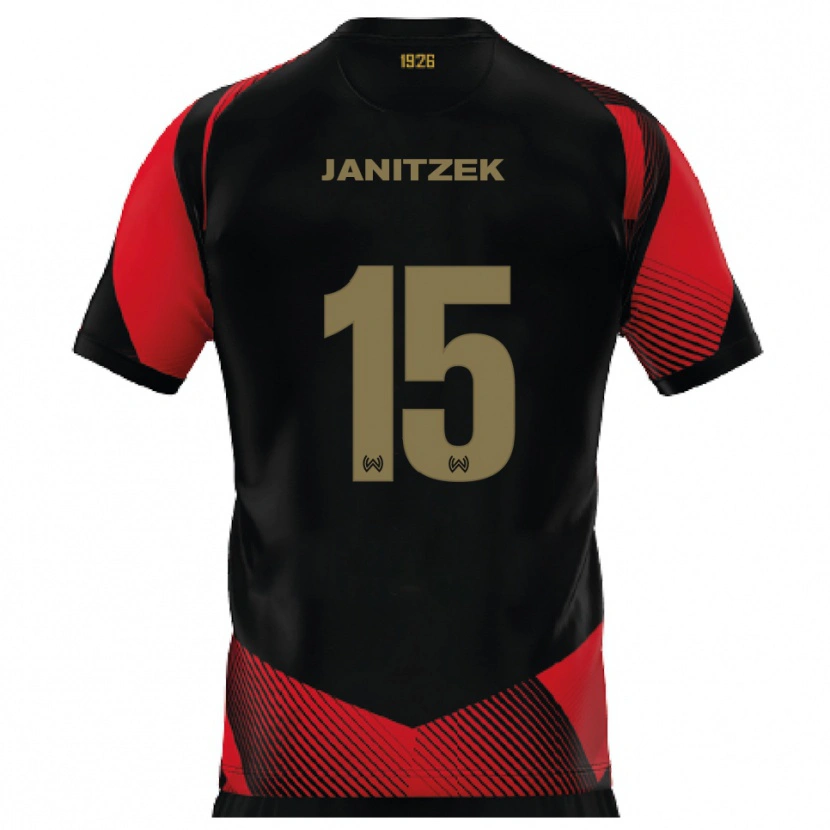 Danxen Femme Maillot Justin Janitzek #15 Noir Rouge Tenues Domicile 2025/26 T-Shirt