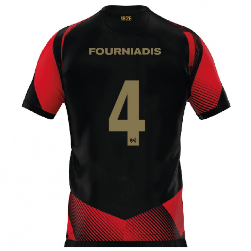 Danxen Femme Maillot Linos Fourniadis #4 Noir Rouge Tenues Domicile 2025/26 T-Shirt