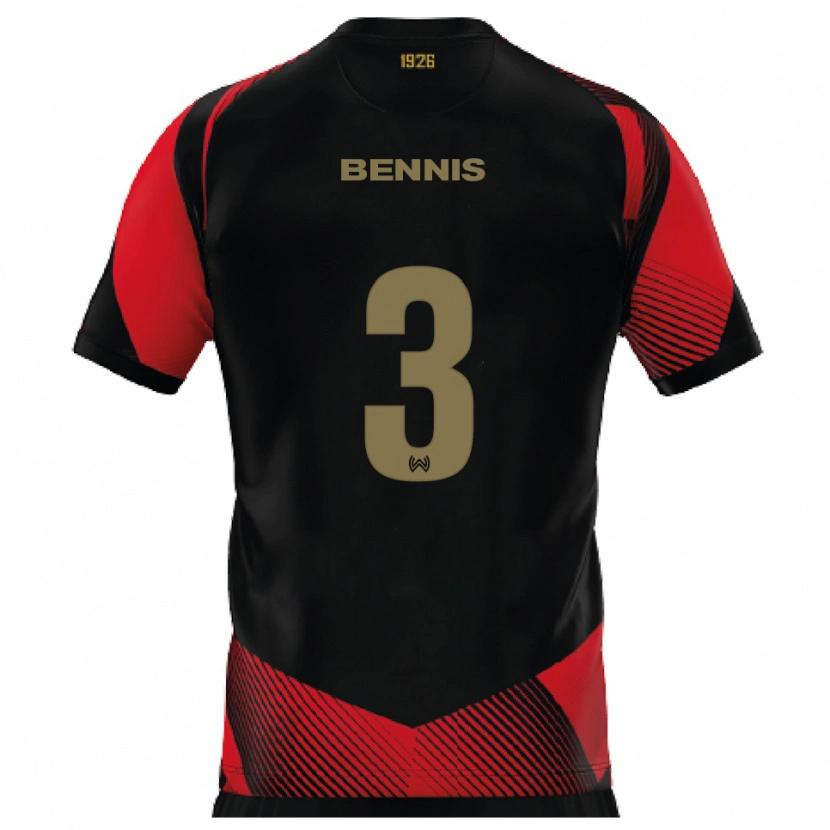 Danxen Femme Maillot Amir Bennis #3 Noir Rouge Tenues Domicile 2025/26 T-Shirt