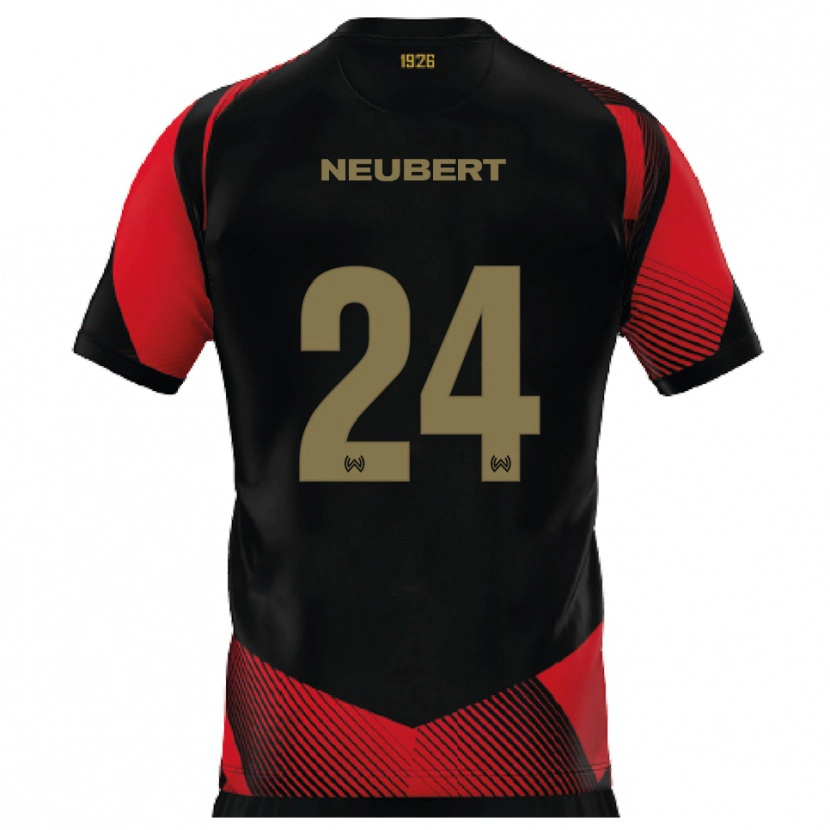 Danxen Femme Maillot Tim Neubert #24 Noir Rouge Tenues Domicile 2025/26 T-Shirt