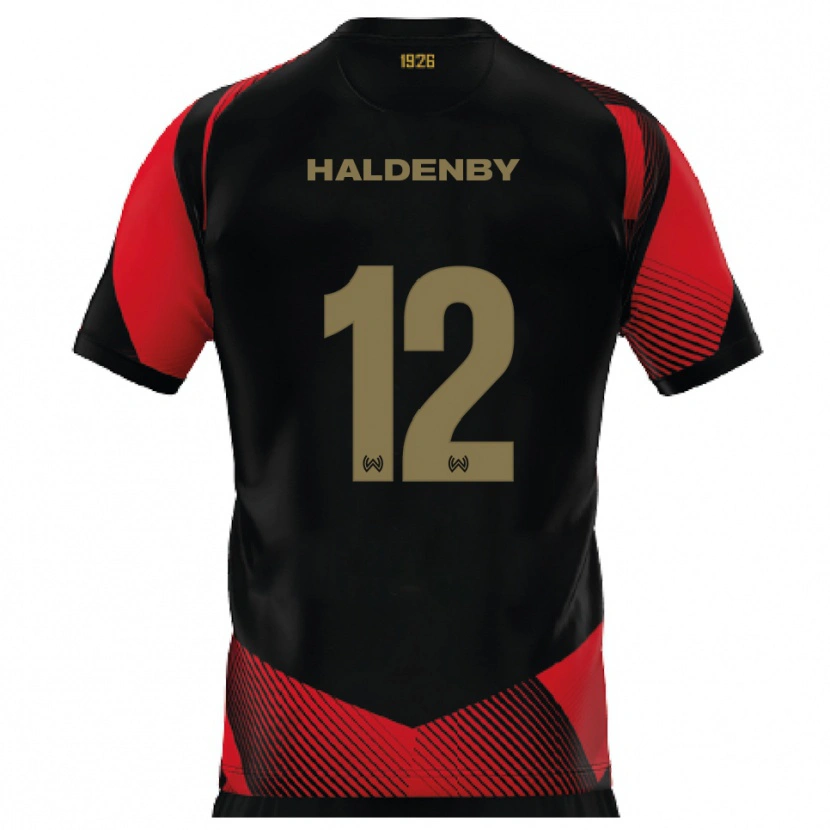 Danxen Femme Maillot Ben Haldenby #12 Noir Rouge Tenues Domicile 2025/26 T-Shirt
