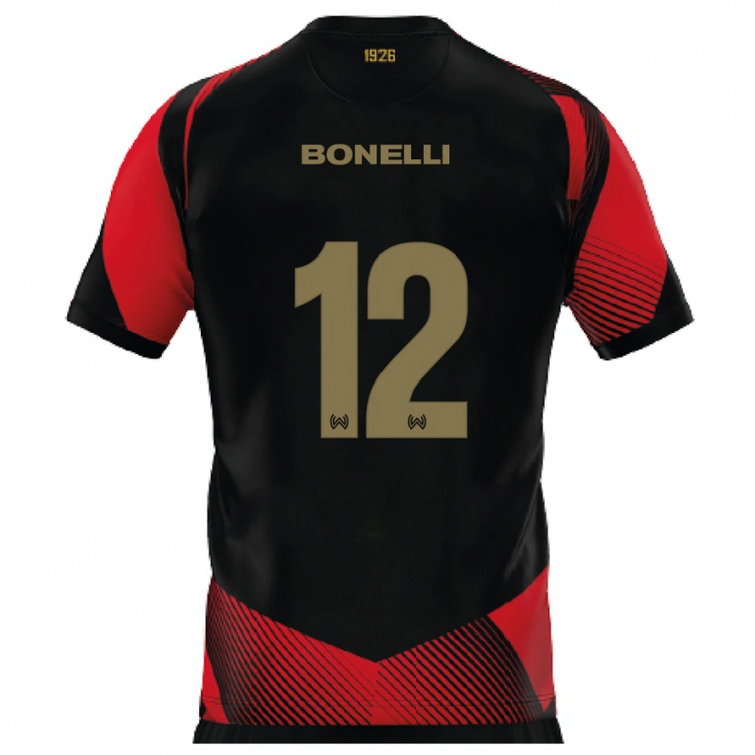 Danxen Femme Maillot Leonardo Bonelli #12 Noir Rouge Tenues Domicile 2025/26 T-Shirt
