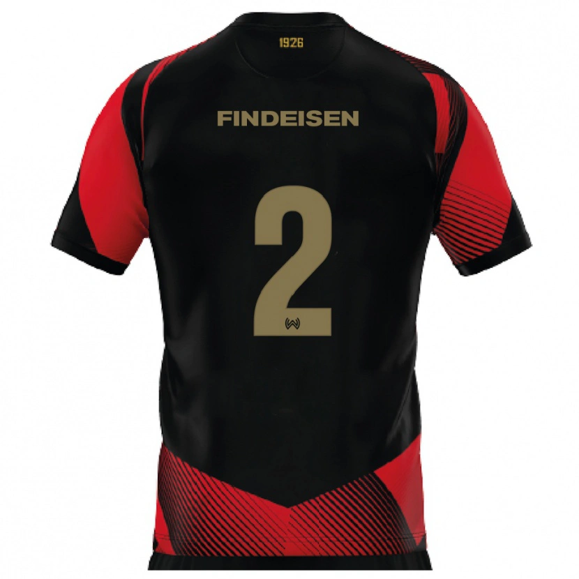 Danxen Femme Maillot Edwin Findeisen #2 Noir Rouge Tenues Domicile 2025/26 T-Shirt