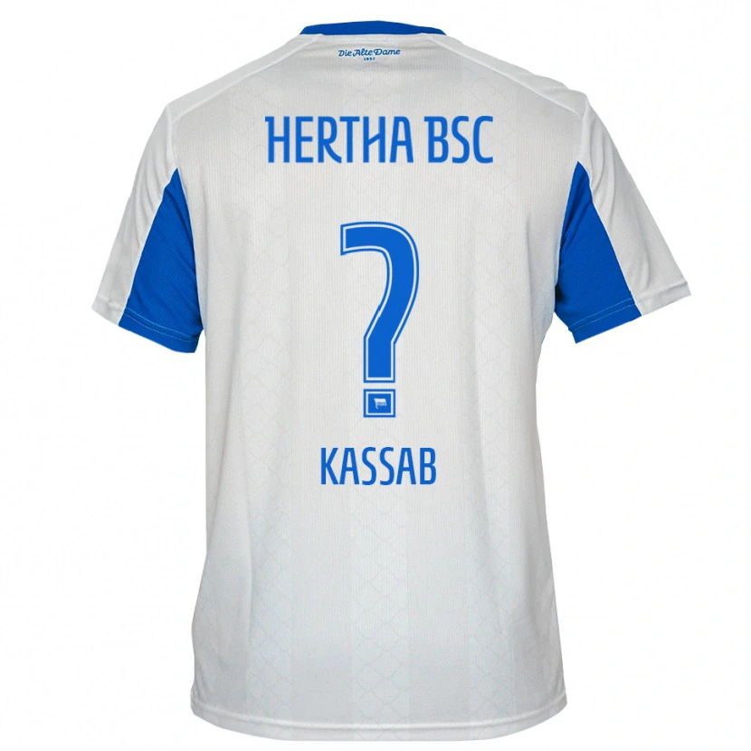 Danxen Femme Maillot Hassan Kassab #0 Blanc Bleu Tenues Extérieur 2025/26 T-Shirt