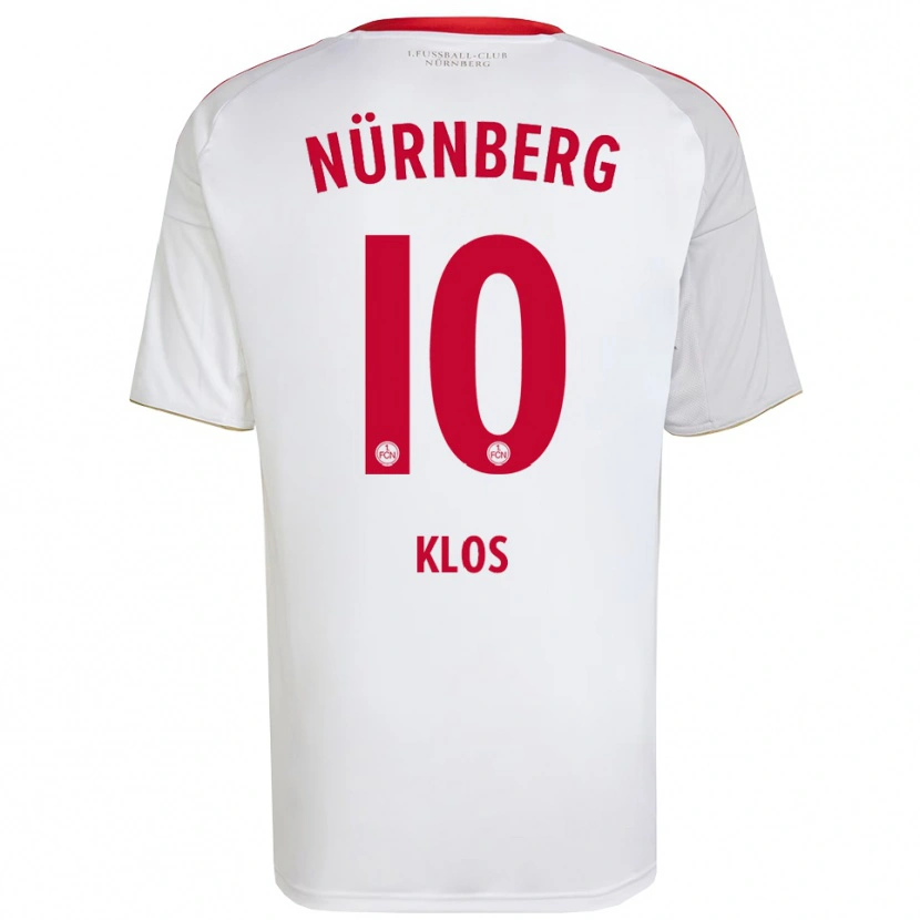 Danxen Femme Maillot David Klos #10 Blanc Rouge Tenues Extérieur 2025/26 T-Shirt