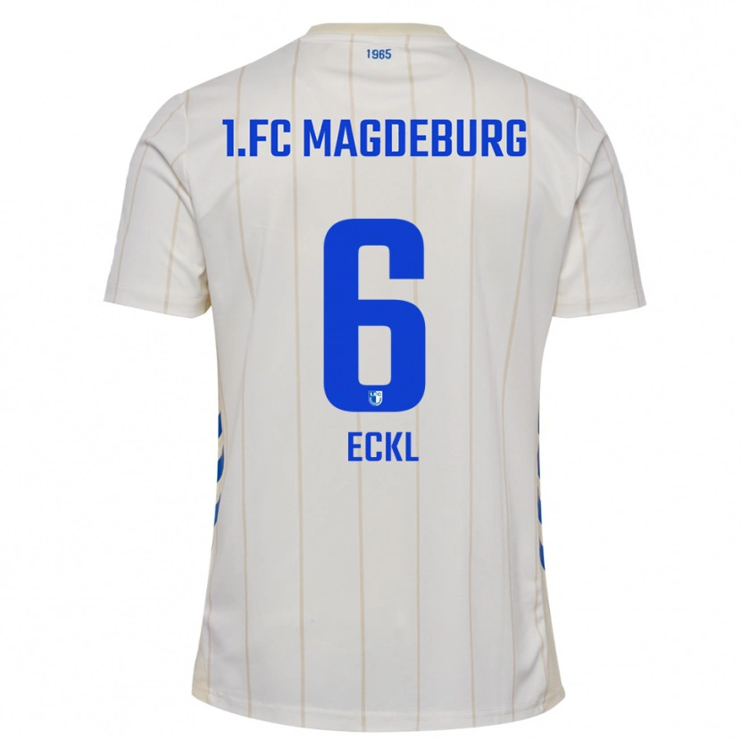 Danxen Femme Maillot Hanna Eckl #6 Blanc Bleu Tenues Extérieur 2025/26 T-Shirt