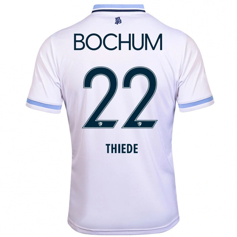 Danxen Femme Maillot Niclas Thiede #22 Blanc Bleu Ciel Tenues Extérieur 2025/26 T-Shirt