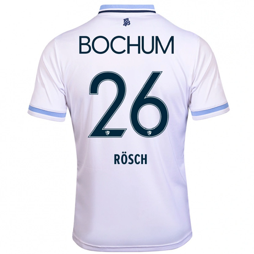 Danxen Femme Maillot Romario Rösch #26 Blanc Bleu Ciel Tenues Extérieur 2025/26 T-Shirt