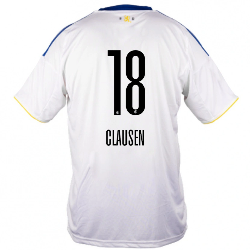 Danxen Femme Maillot Nora Clausen #18 Blanc Bleu Jaune Tenues Extérieur 2025/26 T-Shirt
