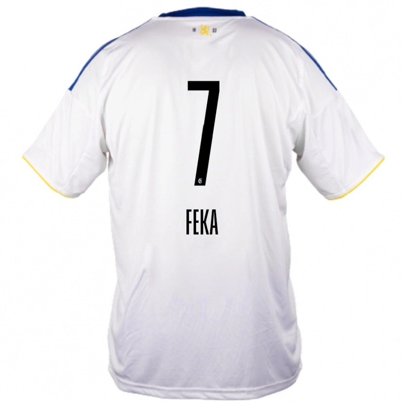 Danxen Femme Maillot Lukas Feka #7 Blanc Bleu Jaune Tenues Extérieur 2025/26 T-Shirt
