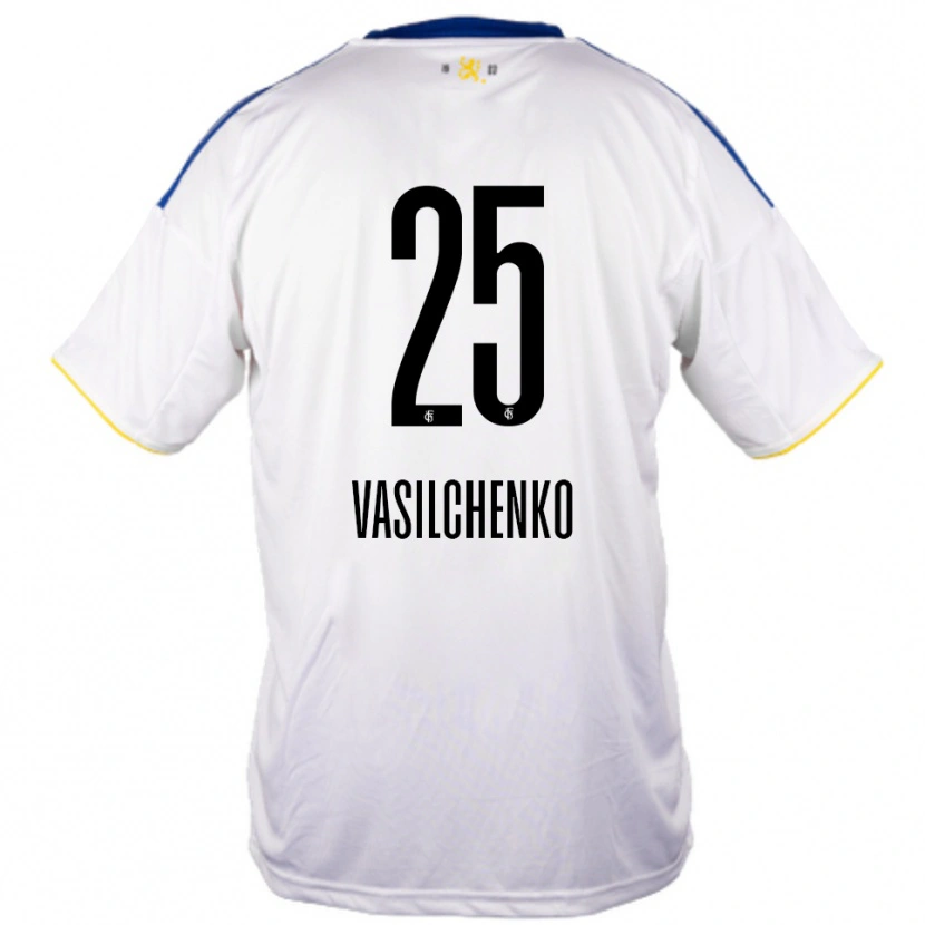 Danxen Femme Maillot Leonard Vasilchenko #25 Blanc Bleu Jaune Tenues Extérieur 2025/26 T-Shirt