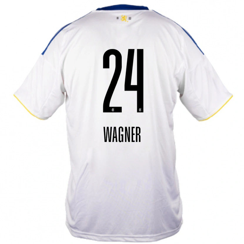 Danxen Femme Maillot Emma Wagner #24 Blanc Bleu Jaune Tenues Extérieur 2025/26 T-Shirt