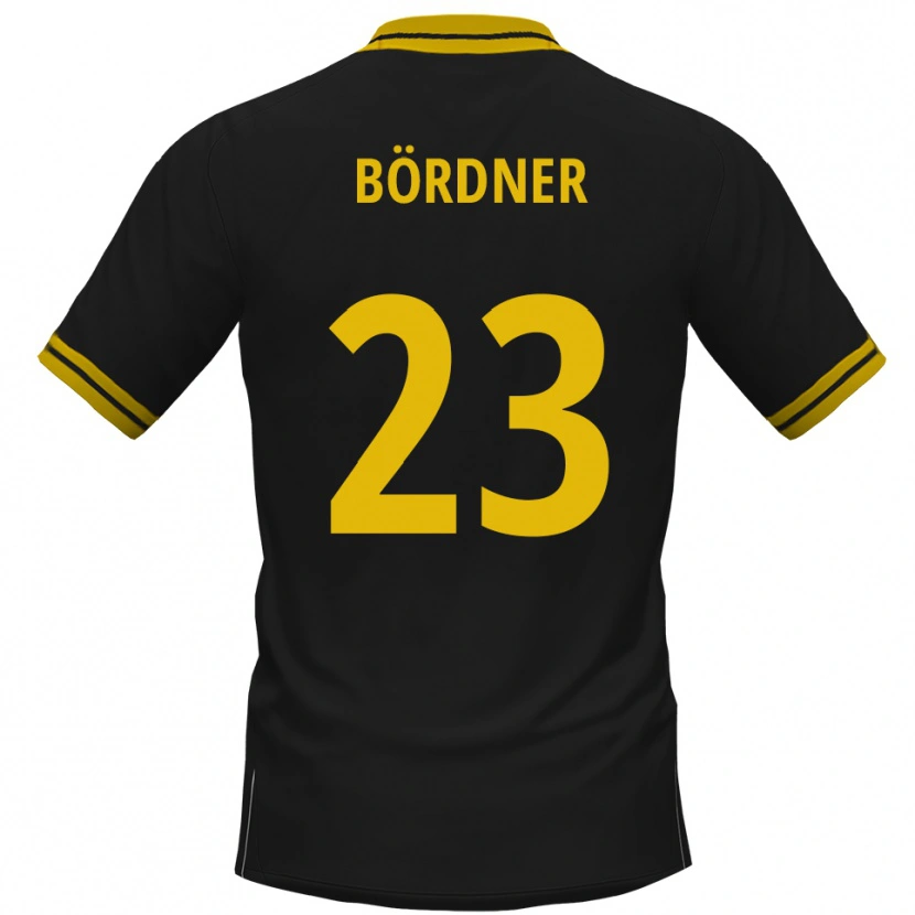 Danxen Femme Maillot Elias Bördner #23 Noir Jaune Tenues Extérieur 2025/26 T-Shirt