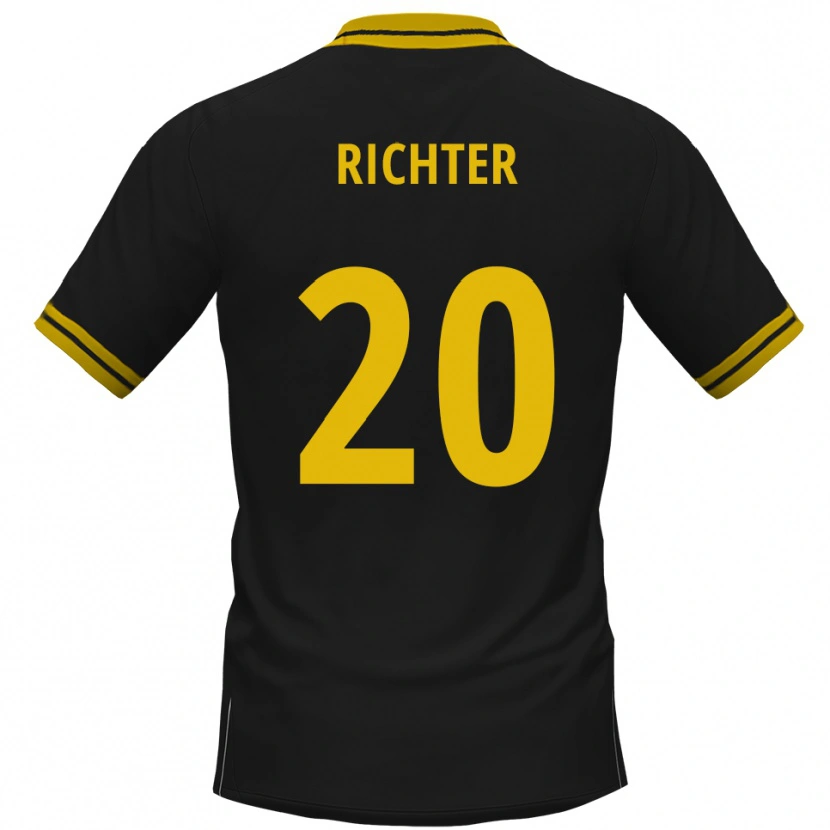 Danxen Femme Maillot Marc Richter #20 Noir Jaune Tenues Extérieur 2025/26 T-Shirt