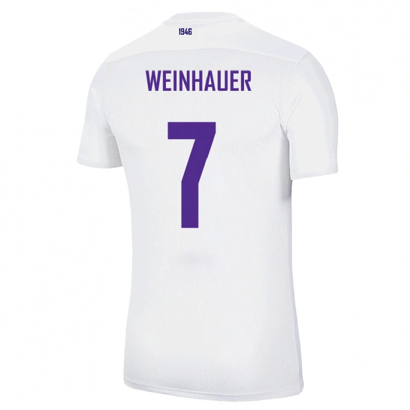 Danxen Femme Maillot Erik Weinhauer #7 Blanc Vert Tenues Extérieur 2025/26 T-Shirt