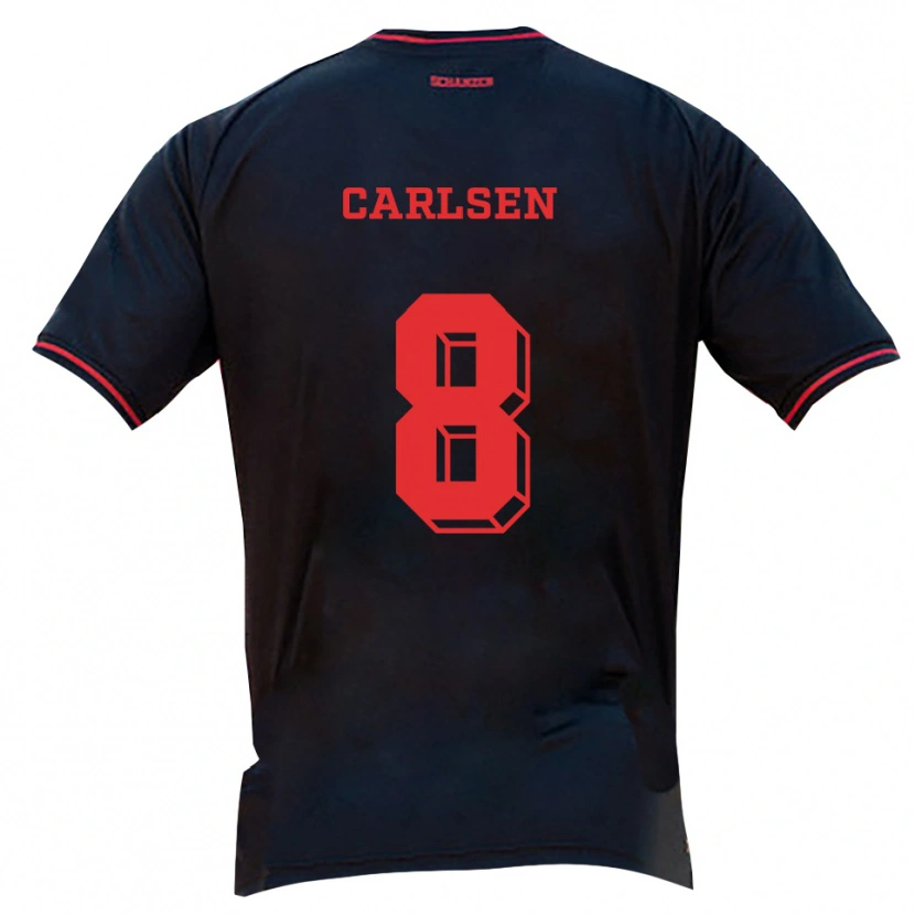 Danxen Femme Maillot Fredrik Carlsen #8 Noir Rouge Blanc Tenues Extérieur 2025/26 T-Shirt