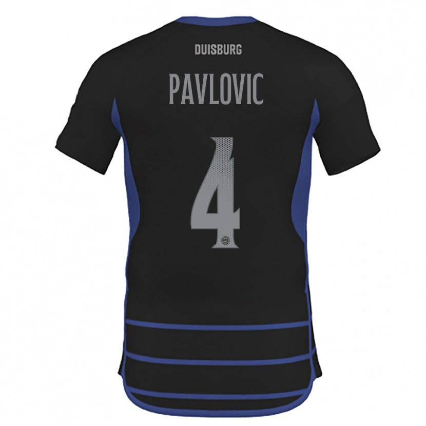 Danxen Femme Maillot Marko Pavlovic #4 Noir Bleu Tenues Extérieur 2025/26 T-Shirt