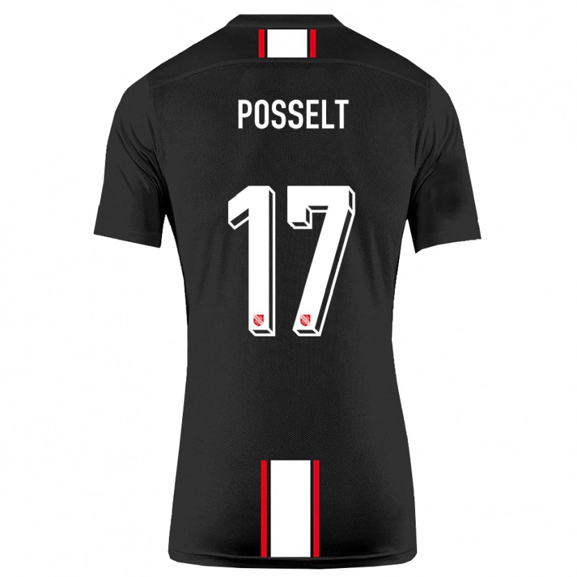 Danxen Femme Maillot John Posselt #17 Noir Blanc Tenues Extérieur 2025/26 T-Shirt
