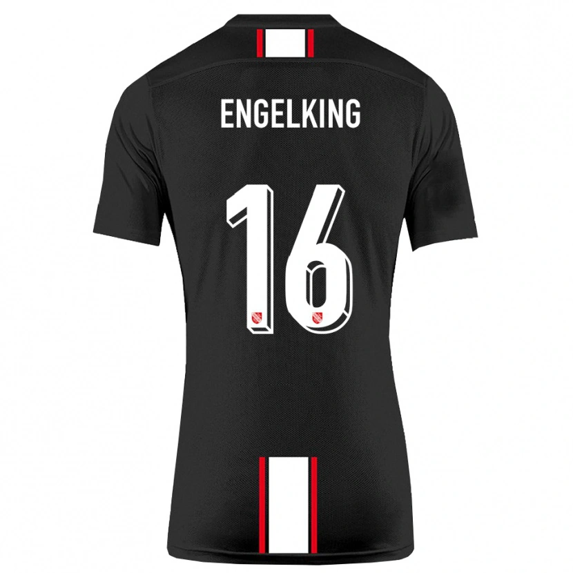 Danxen Femme Maillot Torben Engelking #16 Noir Blanc Tenues Extérieur 2025/26 T-Shirt