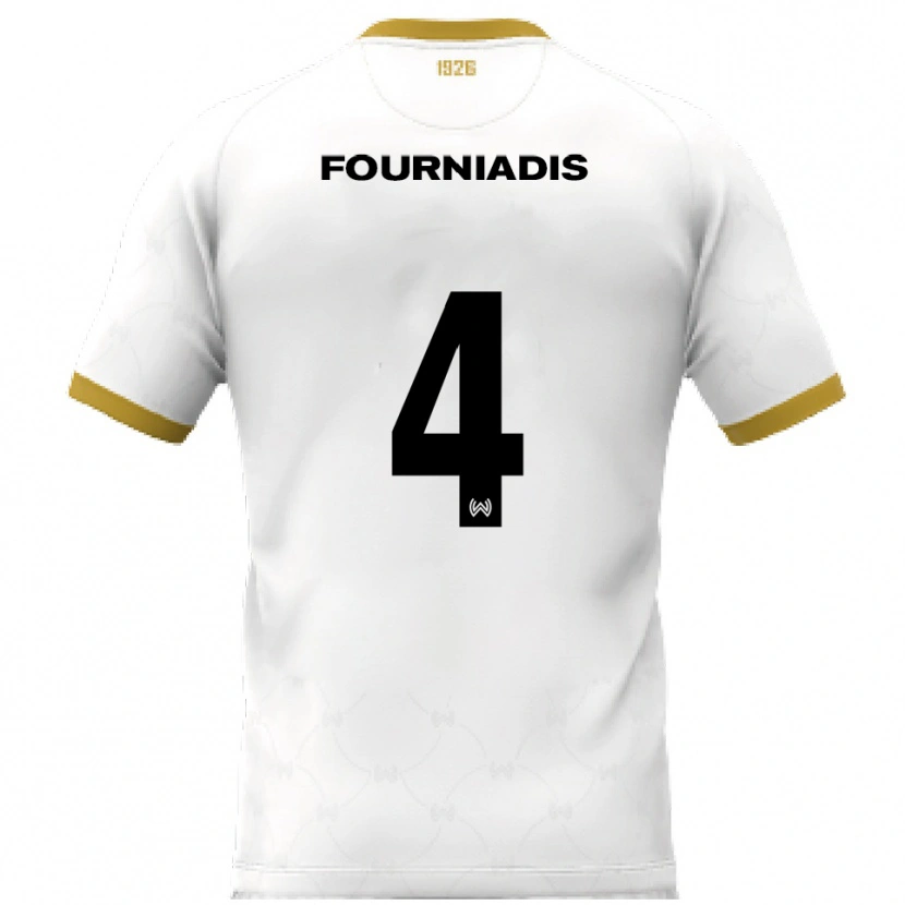 Danxen Femme Maillot Linos Fourniadis #4 Blanc Doré Tenues Extérieur 2025/26 T-Shirt