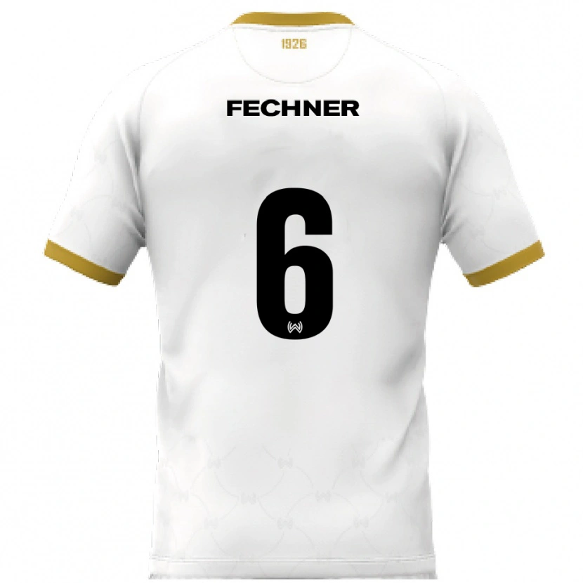 Danxen Femme Maillot Gino Fechner #6 Blanc Doré Tenues Extérieur 2025/26 T-Shirt