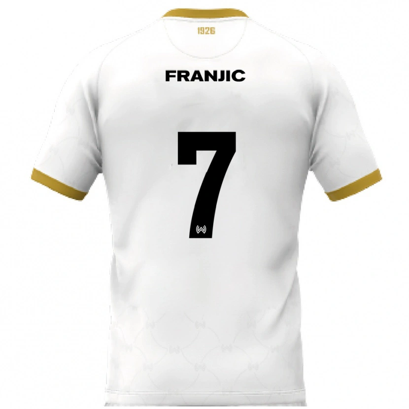 Danxen Femme Maillot Ivan Franjic #7 Blanc Doré Tenues Extérieur 2025/26 T-Shirt