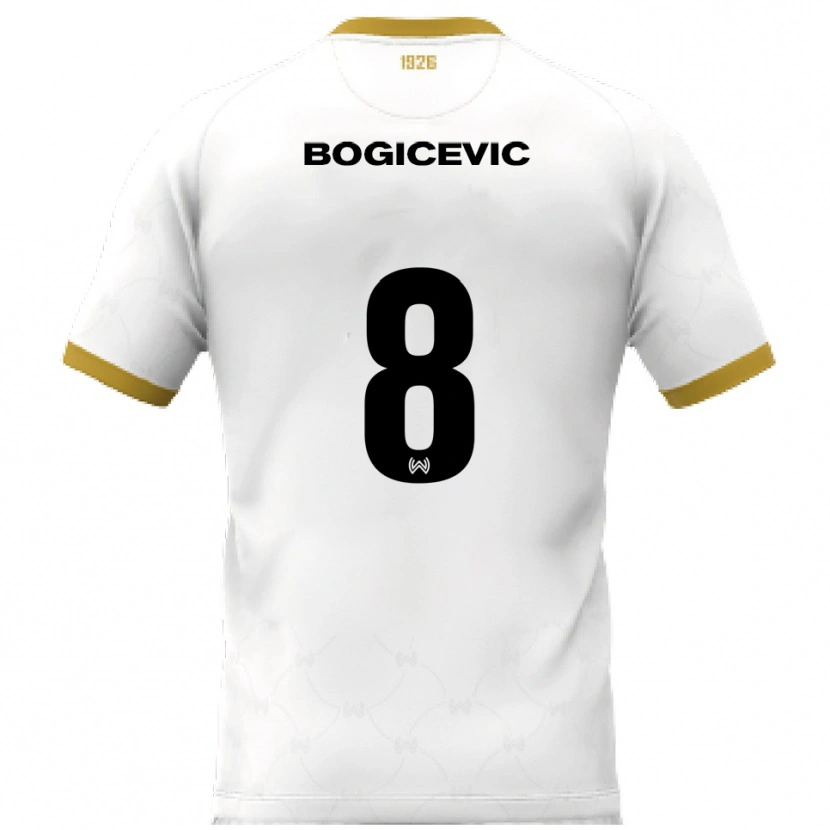 Danxen Femme Maillot Donny Bogicevic #8 Blanc Doré Tenues Extérieur 2025/26 T-Shirt