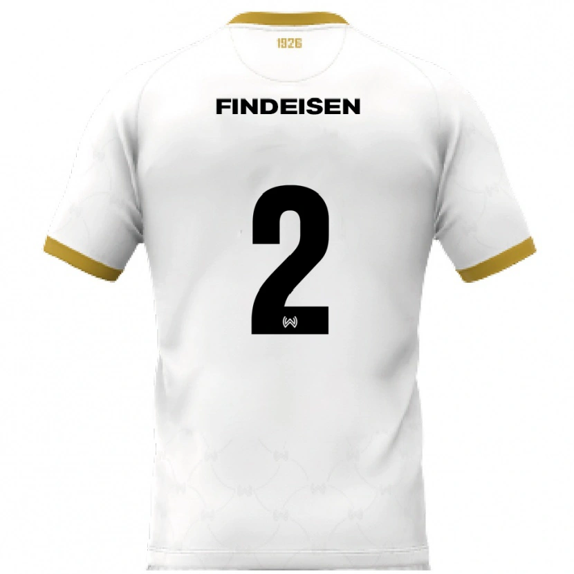 Danxen Femme Maillot Edwin Findeisen #2 Blanc Doré Tenues Extérieur 2025/26 T-Shirt