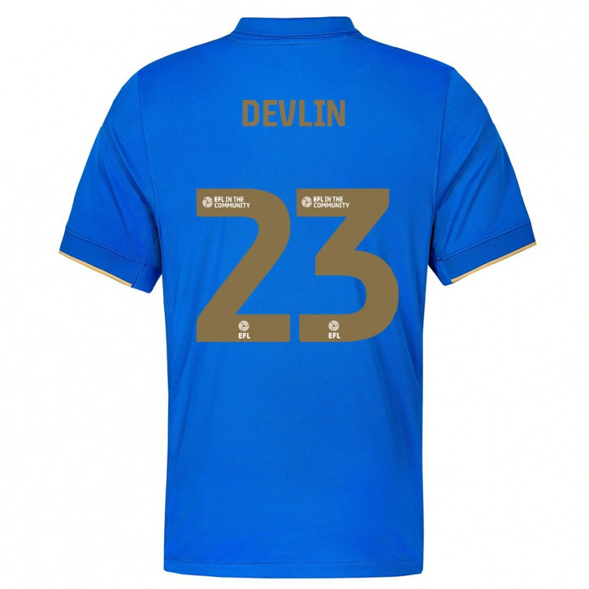 Danxen Enfant Maillot Charlotte Devlin #23 Bleu Or Tenues Domicile 2025/26 T-Shirt