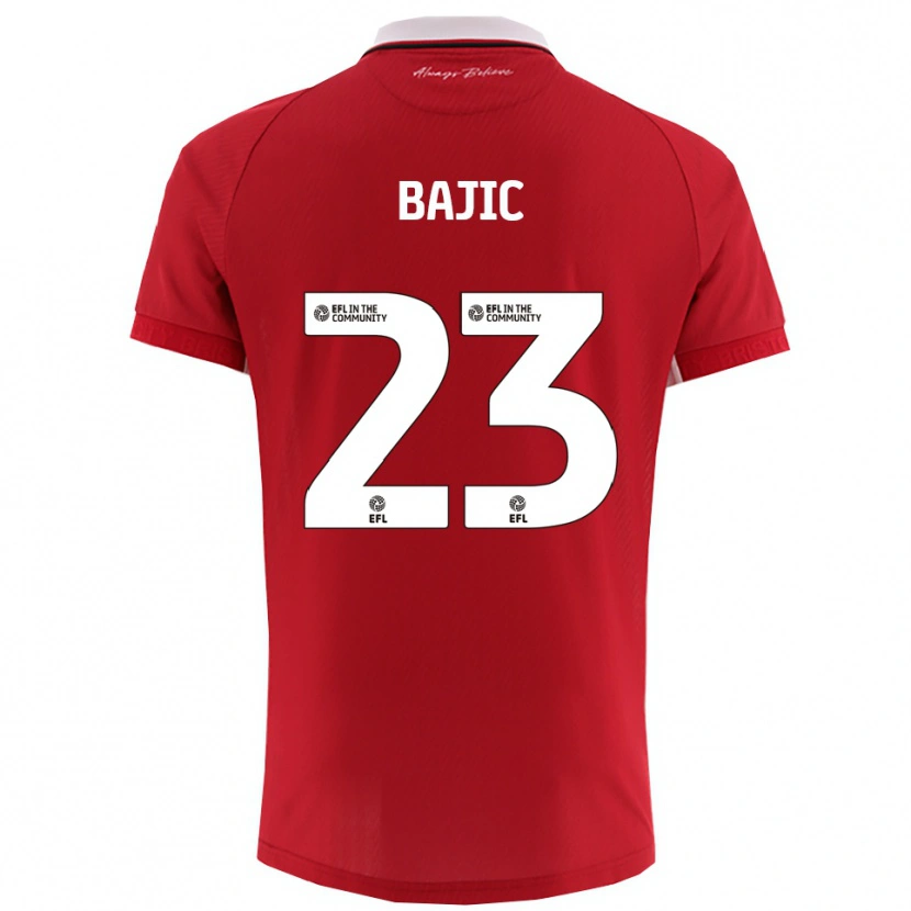 Danxen Enfant Maillot Stefan Bajic #23 Blanc Rouge Tenues Domicile 2025/26 T-Shirt