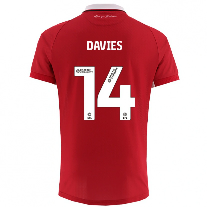 Danxen Enfant Maillot Max Davies #14 Blanc Rouge Tenues Domicile 2025/26 T-Shirt