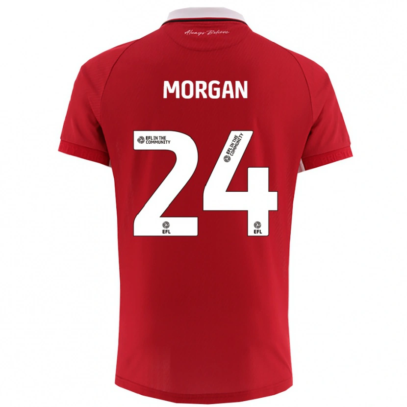 Danxen Enfant Maillot Ffion Morgan #24 Blanc Rouge Tenues Domicile 2025/26 T-Shirt