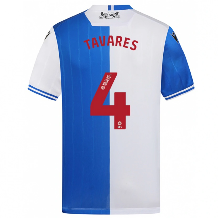Danxen Enfant Maillot Sidnei Tavares #4 Bleu Blanc Tenues Domicile 2025/26 T-Shirt