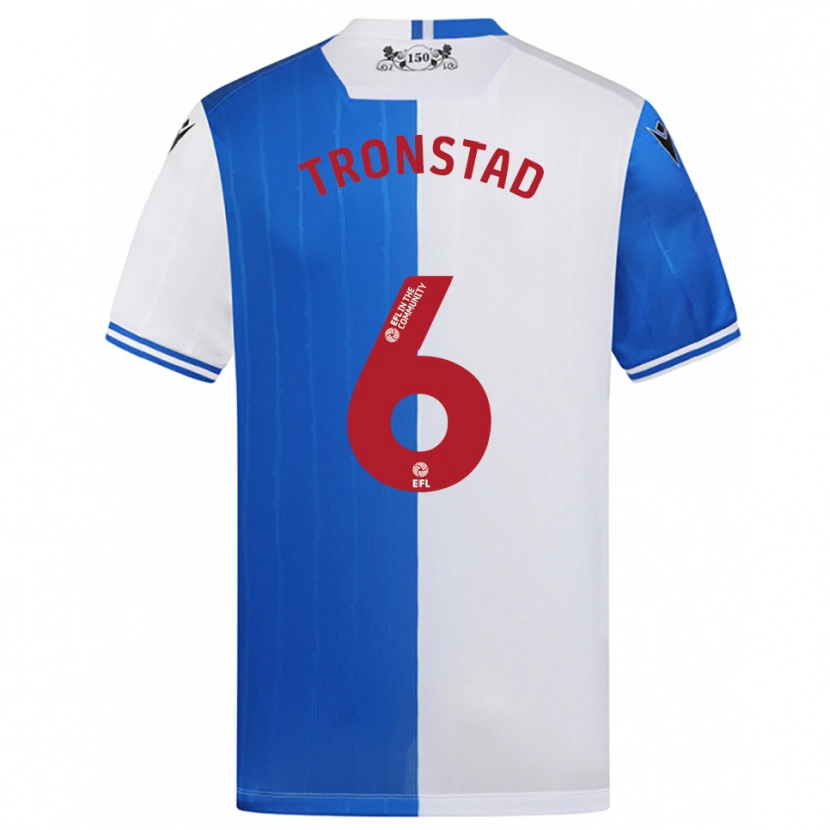 Danxen Enfant Maillot Sondre Tronstad #6 Bleu Blanc Tenues Domicile 2025/26 T-Shirt