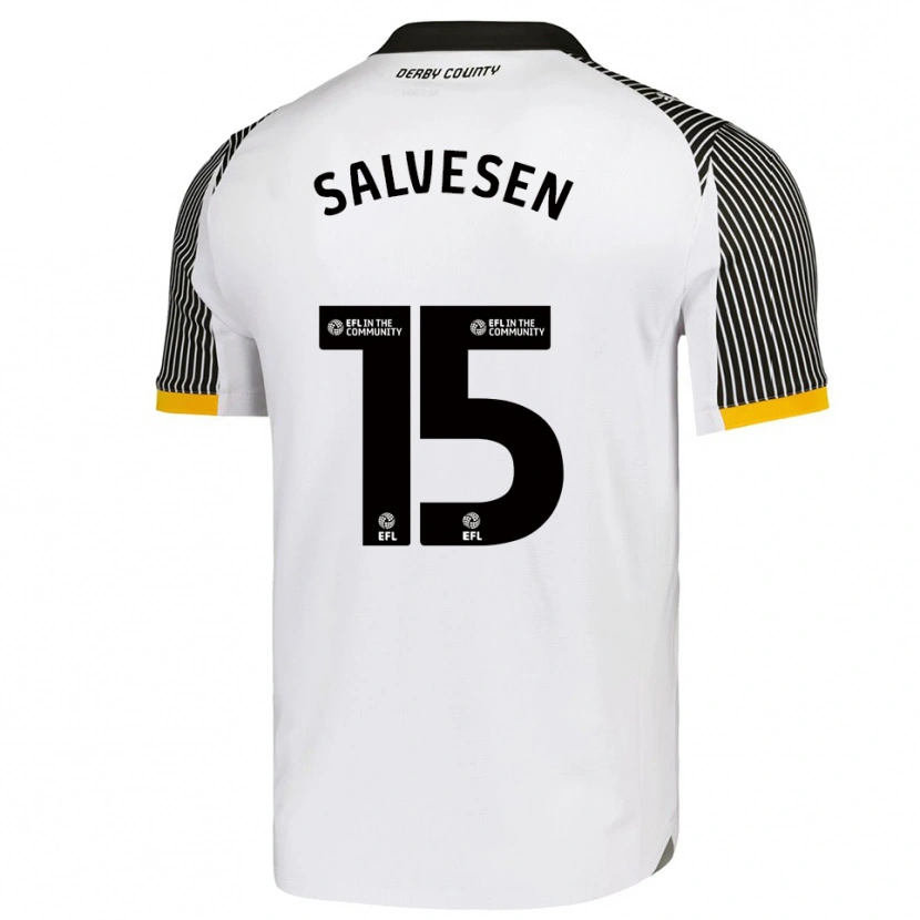 Danxen Enfant Maillot Lars-Jørgen Salvesen #15 Blanc Noir Tenues Domicile 2025/26 T-Shirt
