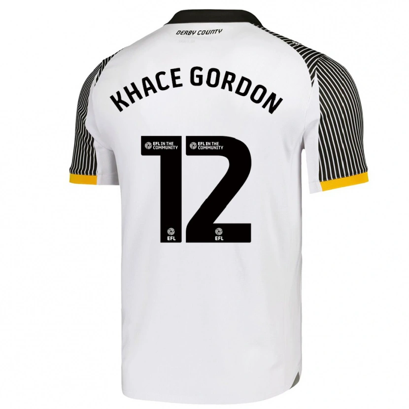 Danxen Enfant Maillot Khace Gordon #12 Blanc Noir Tenues Domicile 2025/26 T-Shirt