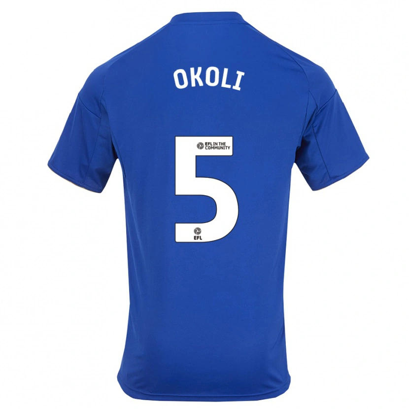 Danxen Enfant Maillot Caleb Okoli #5 Bleu Or Tenues Domicile 2025/26 T-Shirt