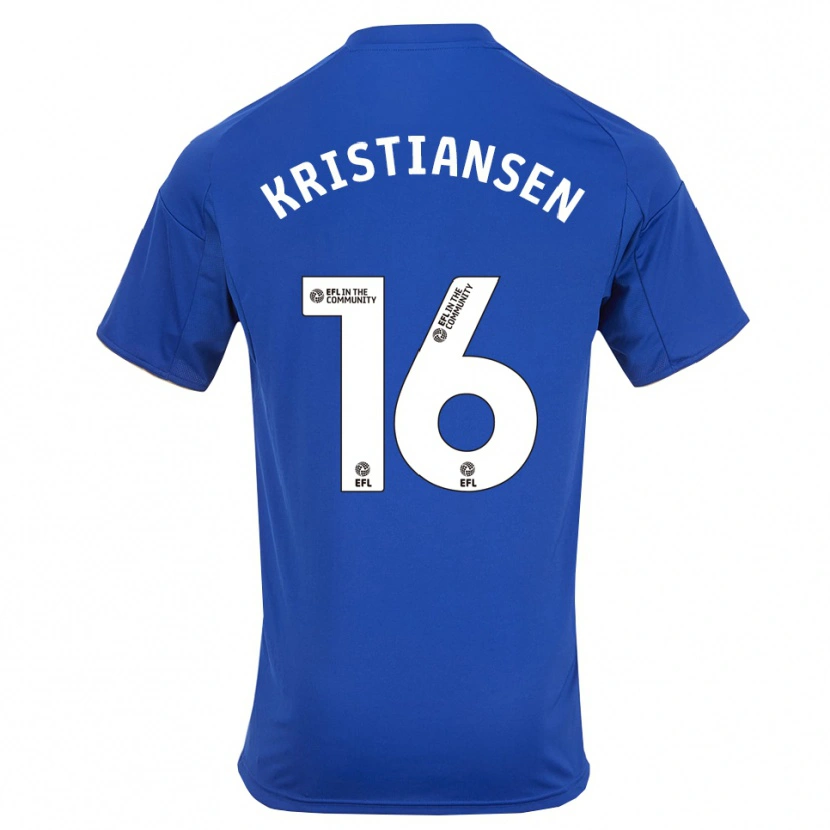 Danxen Enfant Maillot Victor Kristiansen #16 Bleu Or Tenues Domicile 2025/26 T-Shirt