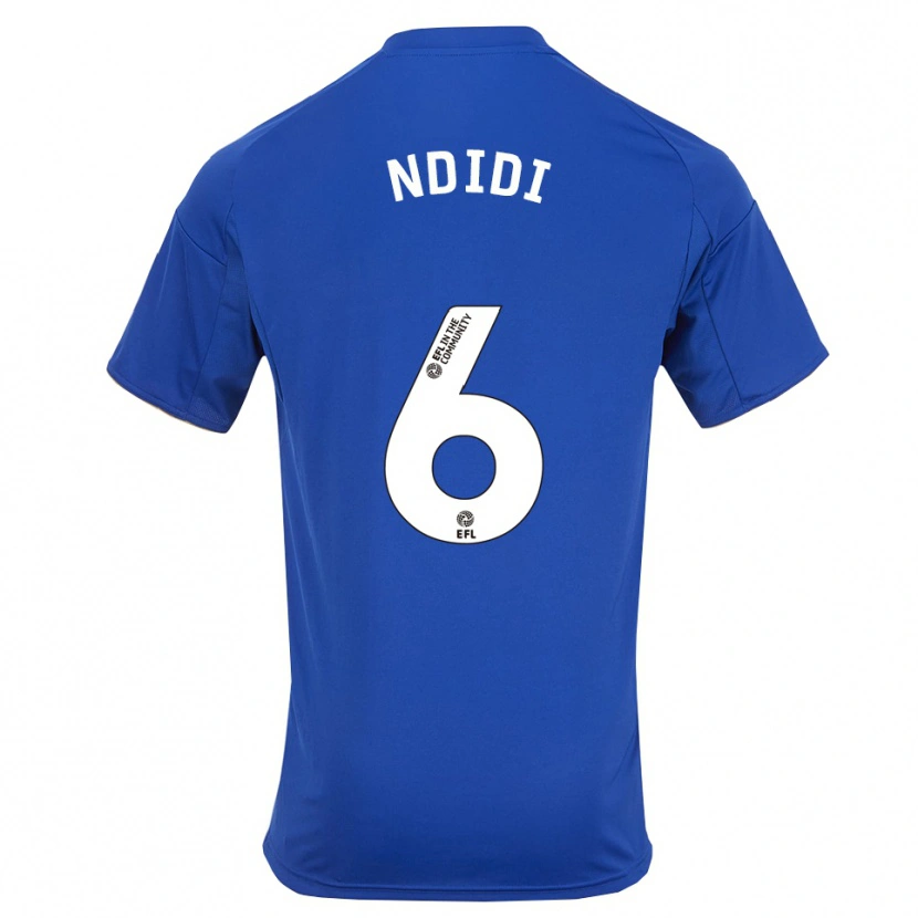 Danxen Enfant Maillot Wilfred Ndidi #6 Bleu Or Tenues Domicile 2025/26 T-Shirt