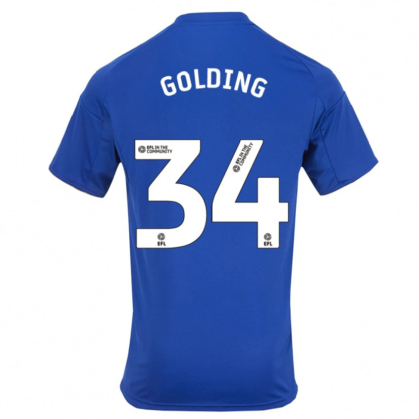 Danxen Enfant Maillot Michael Golding #34 Bleu Or Tenues Domicile 2025/26 T-Shirt