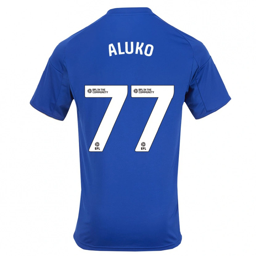 Danxen Enfant Maillot Olabade Aluko #77 Bleu Or Tenues Domicile 2025/26 T-Shirt